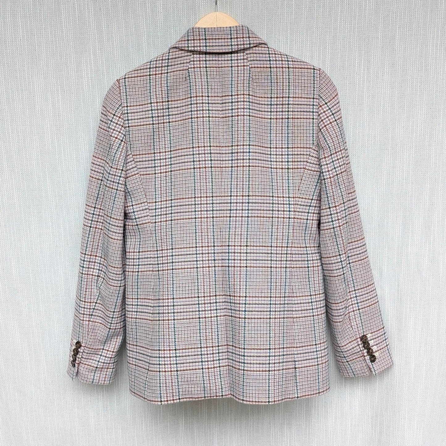 J.Crew Parke Blazer Womens 4 Pink/Ivory Plaid Italian Wool Single-breasted AQ234
