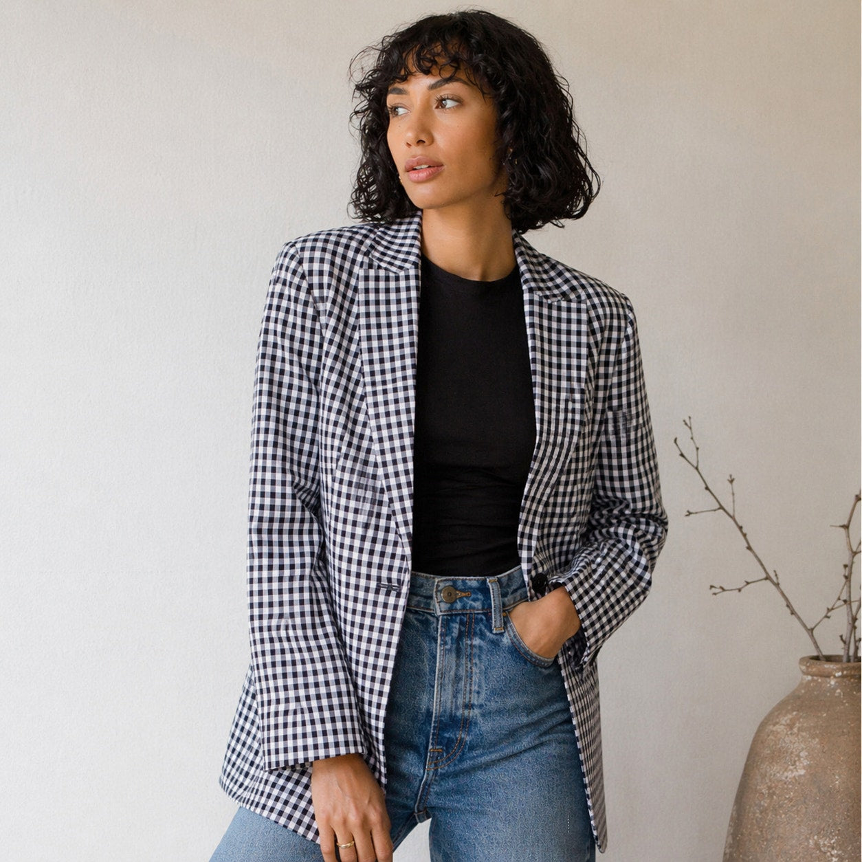 NWOT Anthropologie Favorite Daughter The Break Up Gingham Plaid Blazer, size 2