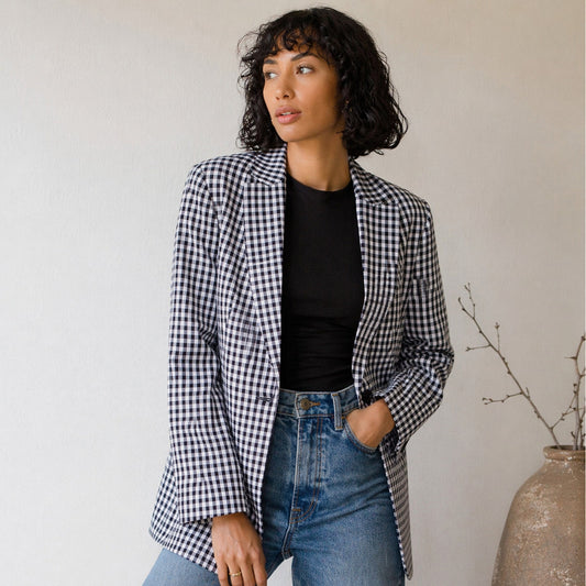 NWOT Anthropologie Favorite Daughter The Break Up Gingham Plaid Blazer, size 2