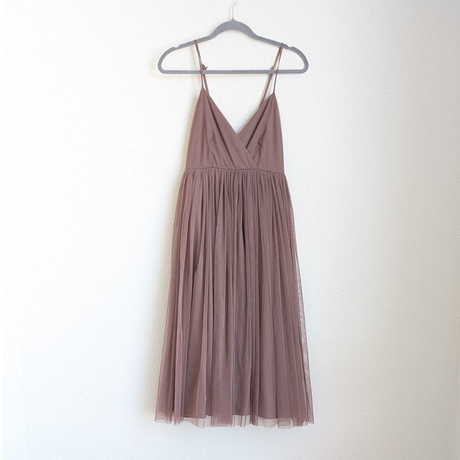 ASOS Pinny Extreme Tulle Mesh A-line Purple Midi Sleeveless Dress, size 6