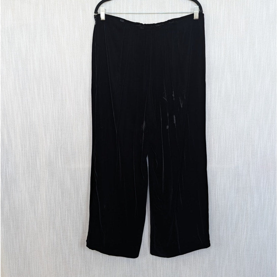 Armani Collezioni Velvet Dress Pants Womens 14 Black High-rise Wide Leg Ankle