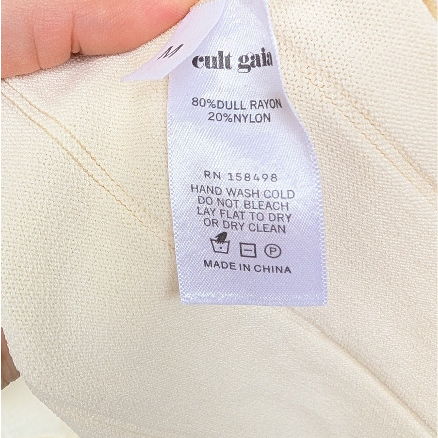 Cult Gaia Fergie Off White Cutout Ribbed-knit Midi Maxi Dress, size M