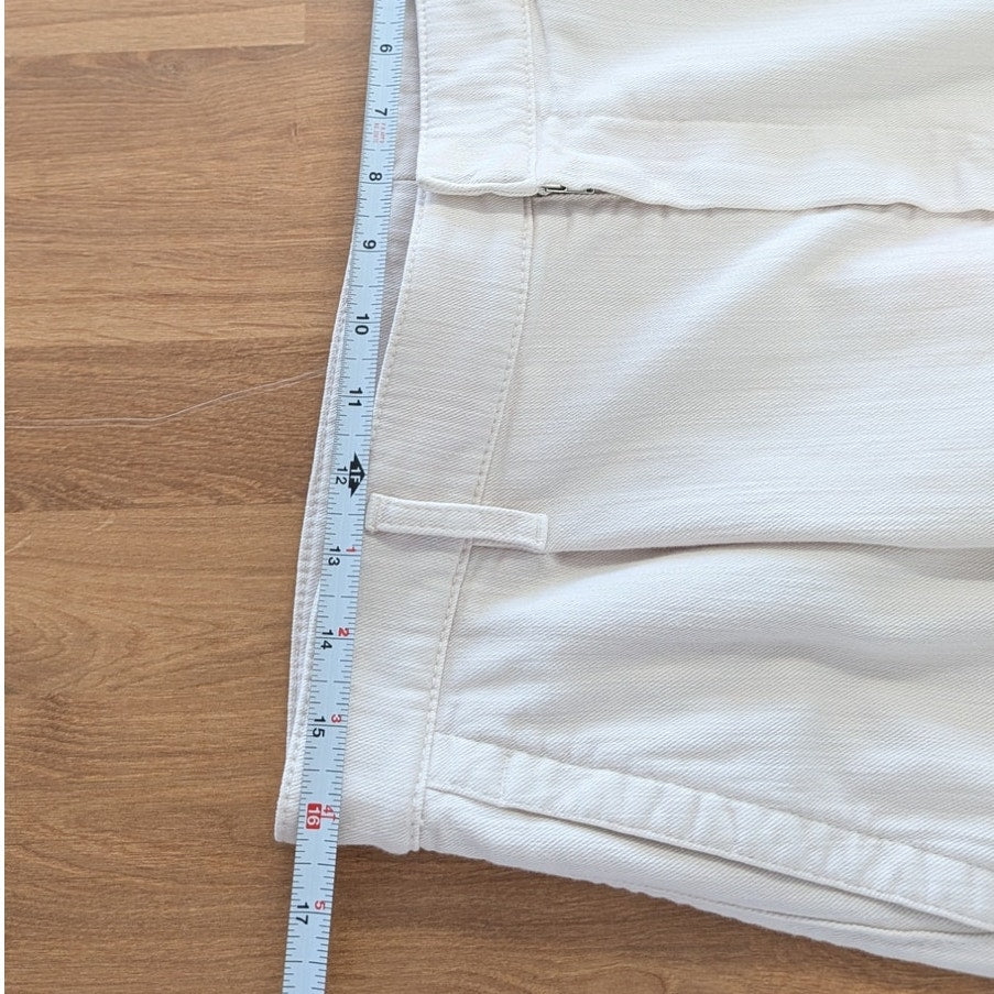 Brunello Cucinelli Straight Tapered Pleated Pants Womens 10 Ecru Cotton High-rise Chino