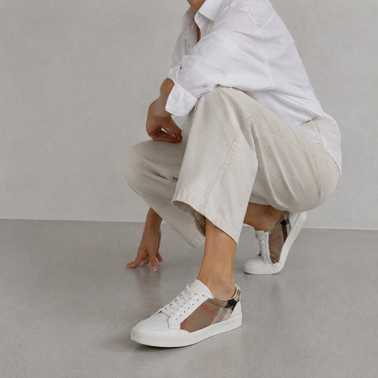 Burberry New Salmond Sneakers Womens EU39.5/US 9.5 House Check Low Top Lace-up