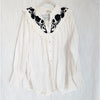 Free People Rose Vines Embroidered Top Womens S White Floral Cotton Button-up
