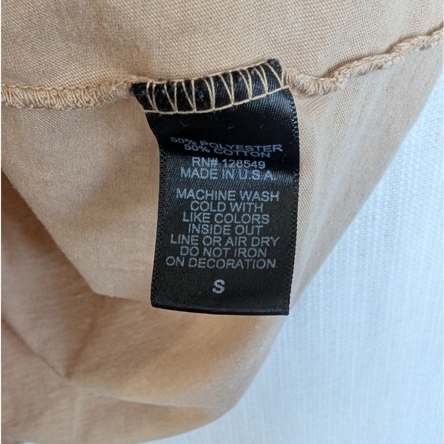 Aviator Nation Logo Tee Unisex Womens S Tan Crewneck Short Sleeve Boyfriend