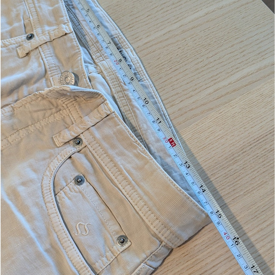Siviglia Pantalone 5 Tasche Pants Mens 30 Tan Cotton Linen Mid-rise Slim Fit NWT