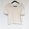Gap × DÔEN Linen-blend Pointelle Short Sleeve Knit Top Womens XL Cream Crewneck