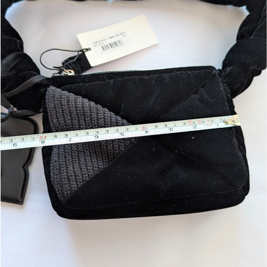 NWT Sonia Rykiel Black Camera Velvet Logo Mini Bag Adjustable Strap