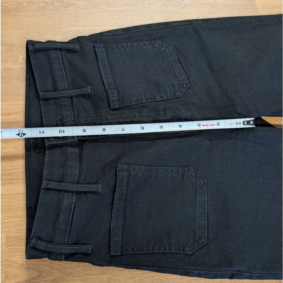 MOTHER The Hustler Patch Pocket Ankle Fray Jeans Not Guilty Black 25
