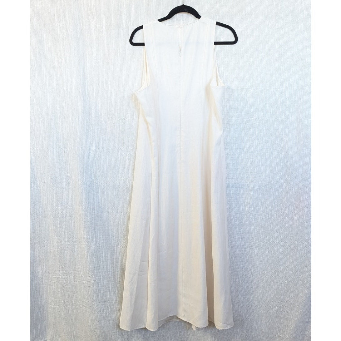 Mango Pepa Ivory Sleeveless Flared A-Line Maxi Midi Dress NWT Size 1XL