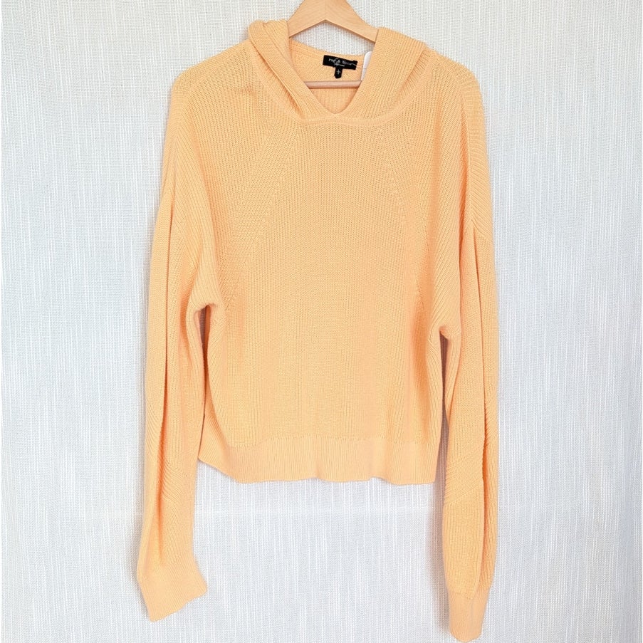 Rag & Bone Organic Cotton Sweater Knit Hoodie In Saffron Womens L Orange