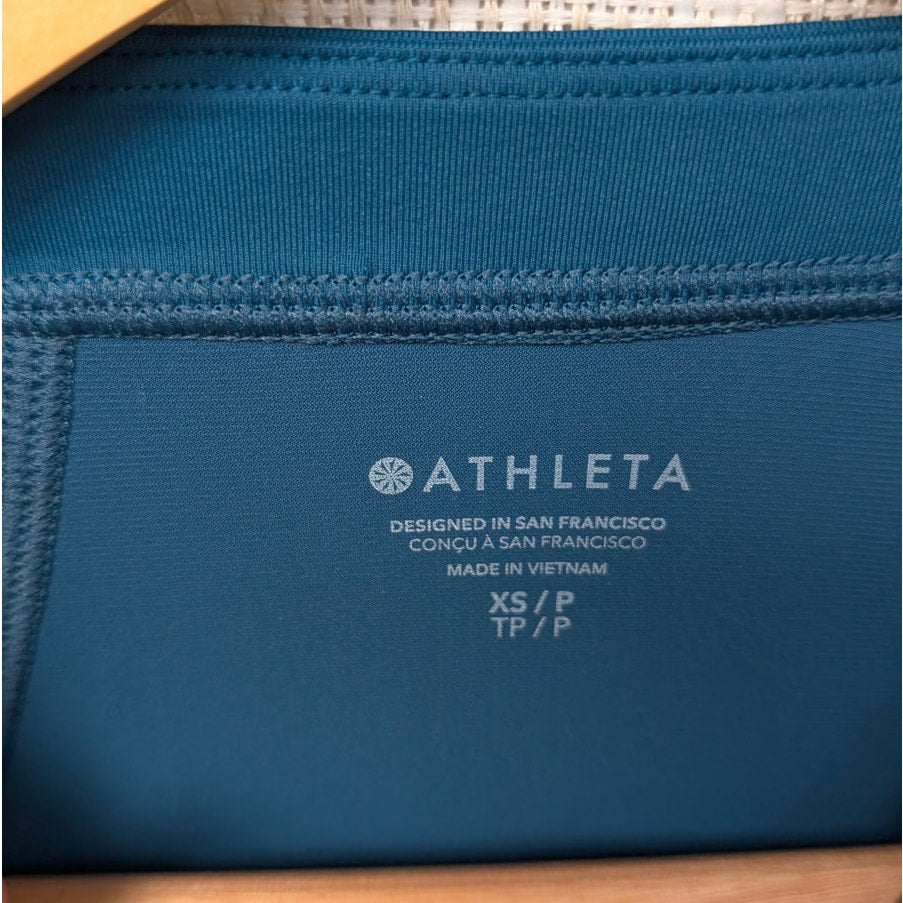NWT Athleta Sun Shield One Piece Coastal Teal Rashguard Swimsuit, size XS