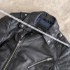 Barneys Men's Originals Black Leather Moto Biker Full Zip Jacket, size M