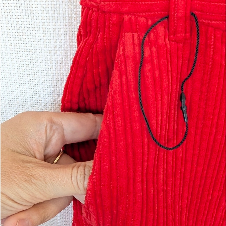 Zara 1255/507/600 Cord Pants Womens S Red High-rise Straight Full Length NWOT