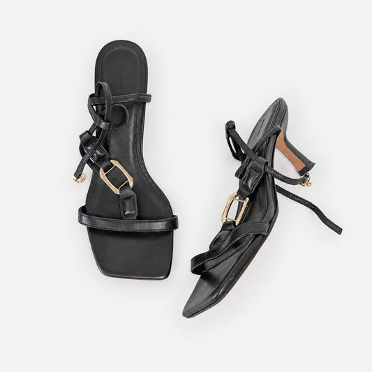Anine Bing Kiera Lamb Leather Sandals Black EU 39