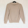 Reveriee Sweater Womens OS Beige Cotton Knit Casual Collared Long Sleeve