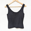 Aqua Black Knit Ribbed Slim Fit Sleeveless Sculpt Tank Top, size S