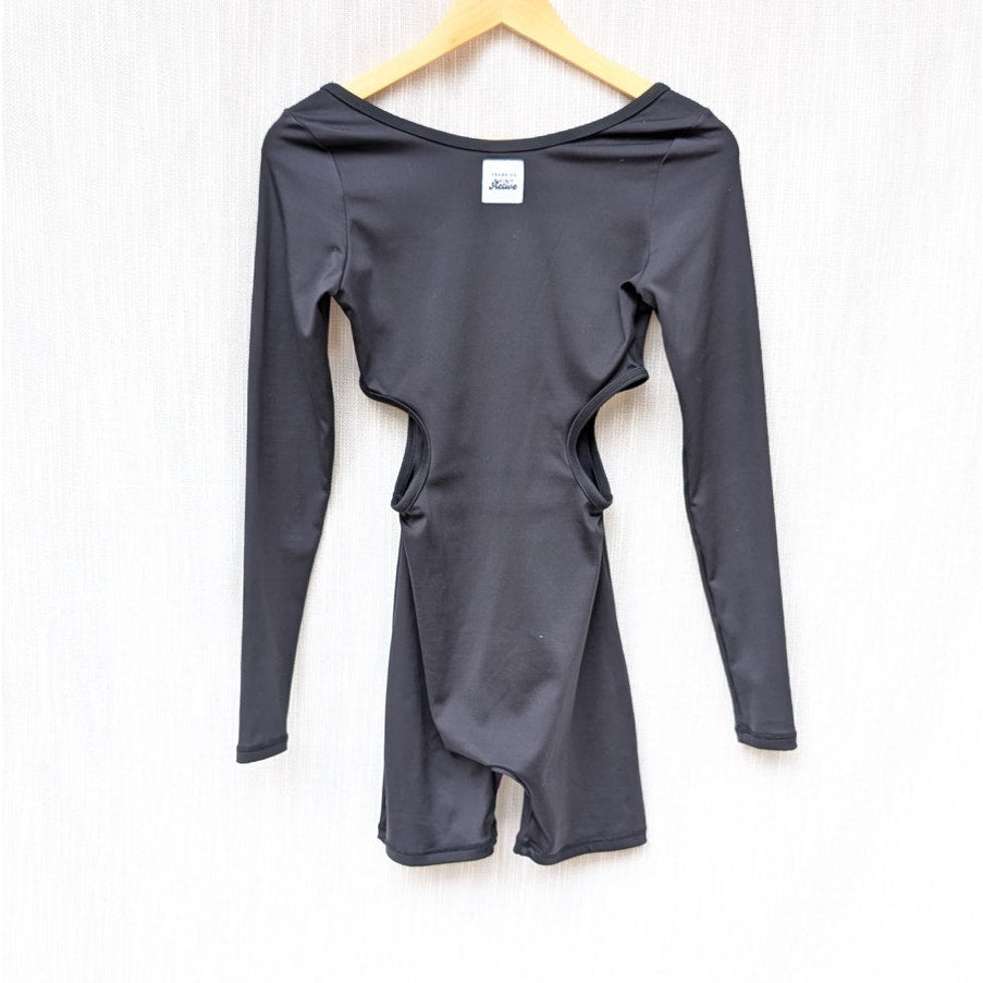 NWT Frankies Bikinis Felix Black Straight Fit Side Cutouts Bodysuit, size S