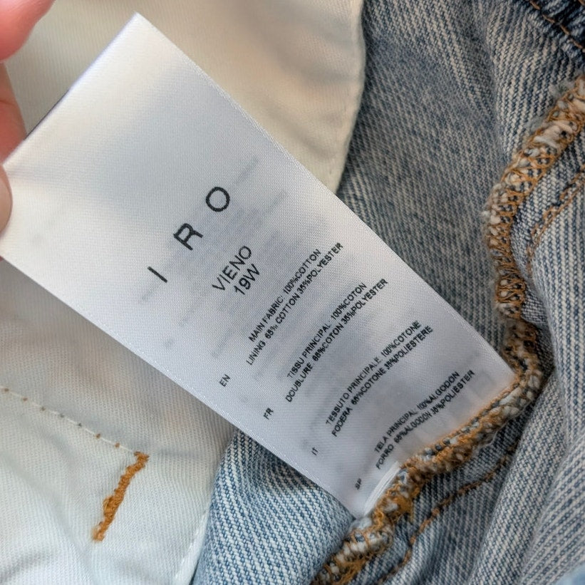 IRO Paris Vieno Denim Belted High Rise Tapered Leg Paperbag Jeans, size FR36/US4