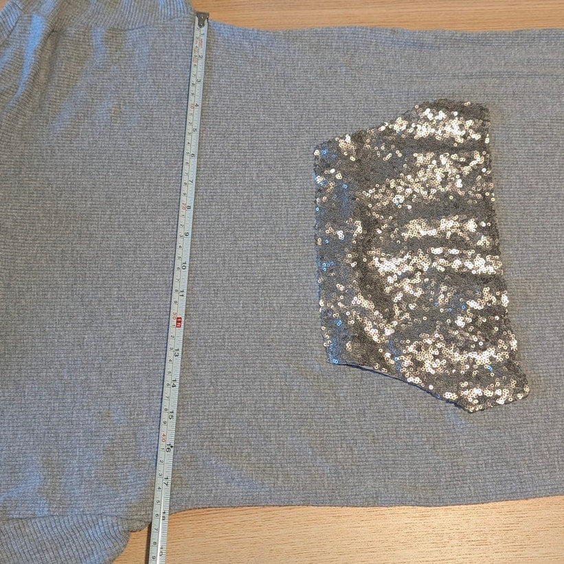 Anthropologie Saturday/Sunday Derry Sequined Tunic Dress Womens 8 Gray Midi