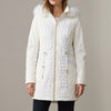 Via Spiga White Hooded Faux Fur Full Zip Quilted Coat Jacket, size XS
