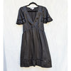 See by Chloe Silk Cutwork Detail Dress Womens 6 Black V-neck Short Sleeve Mini