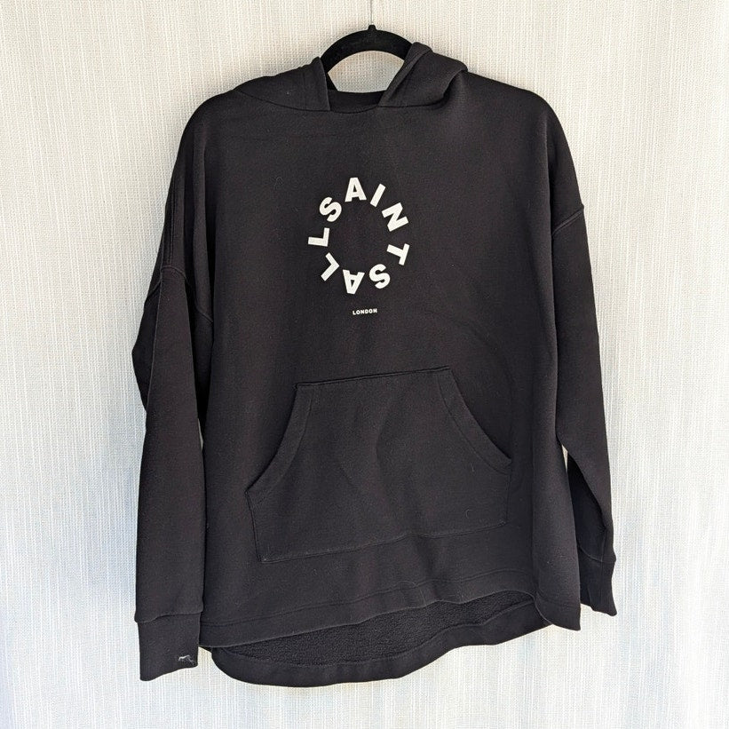 AllSaints Etienne Tierra Hoodie Unisex Womens Mens S Black Long Sleeve Logo