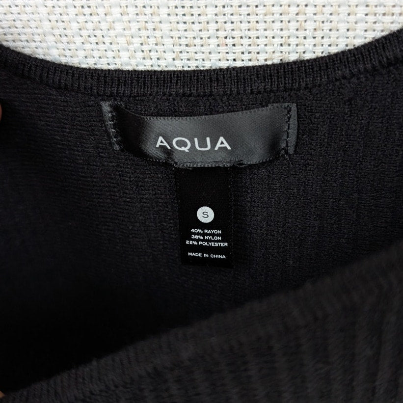 Aqua Black Knit Ribbed Slim Fit Sleeveless Sculpt Tank Top, size S