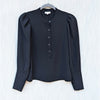 A.L.C. Markle Top Blouse Womens 2 Black Crewneck Button-up Long Sleeve