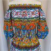 Shoshanna Solstice Cotton Off-Shoulder Multicolor Mini Dress, size XS