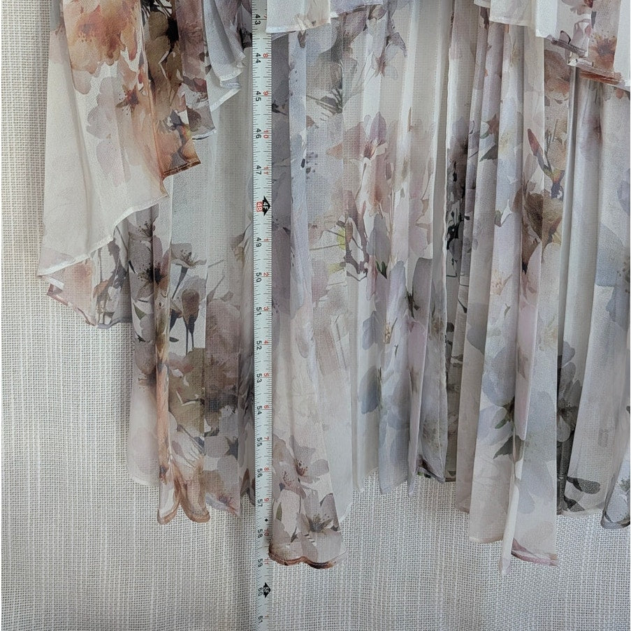 Ted Baker Ammaria Sleeveless Pleated High/Low Dress Womens XS/S Floral Midi