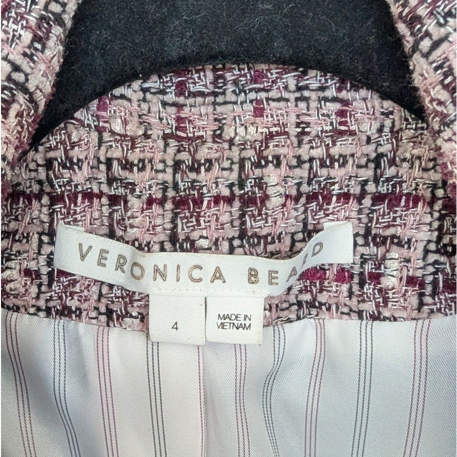 Veronica Beard Theron Tweed Double-breasted Blazer Jacket Womens 4 Pink Purple