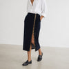Gin Gin Paris Vintage Navy/Black Velvet Hook & Eye Front Pencil Midi Skirt, size S-M