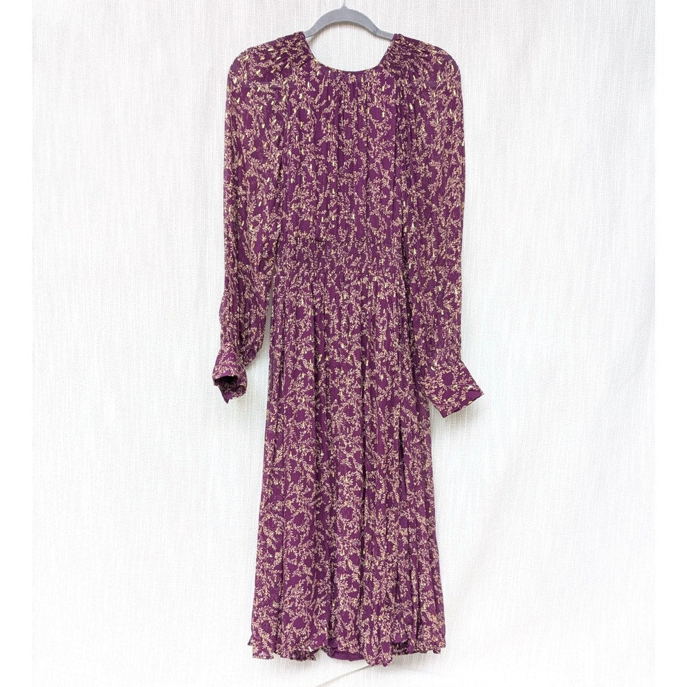 NWT Sézane Purple Robe Priscilla Floral Backless Midi Maxi Dress, size 40/L