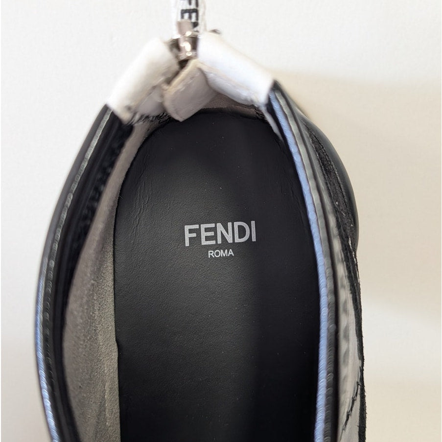 Fendi Vernice Tecn Crosta Logo Sneakers Womens EU40/US 10 Black Patent Leather