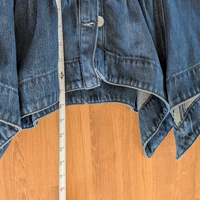Anthropologie Pleated Denim Shirt Shacket Womens S Blue Long Sleeve Button-up