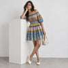 Shoshanna Solstice Cotton Off-Shoulder Multicolor Mini Dress, size XS