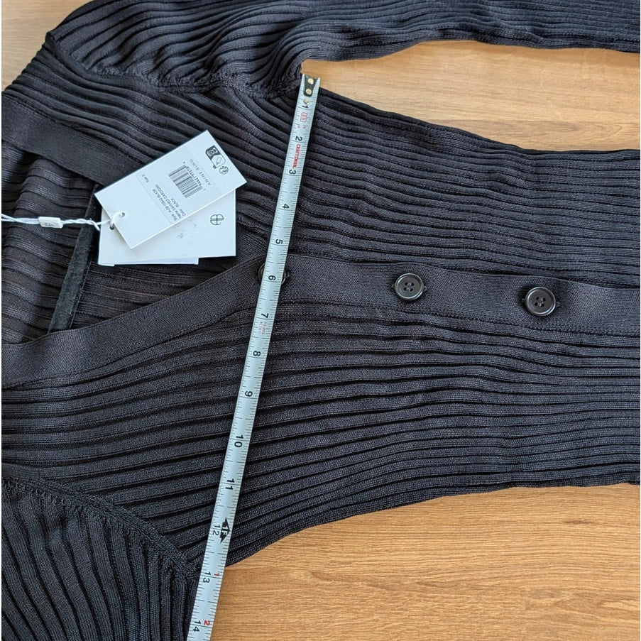 Anine Bing Matheo Cardigan Womens S Black Rib Long Sleeve Button Front NWT