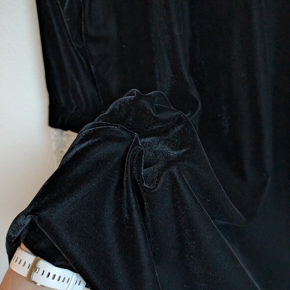 Vanessa Bruno Athe Black Velvet Lace Collar 3/4 Sleeve Mini Dress, size FR 38/US 6