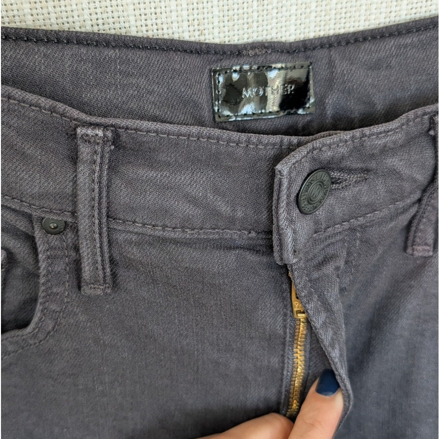 Mother The Half-Pipe Flood Jeans Womens 28 Black High-rise Wide Curved Leg