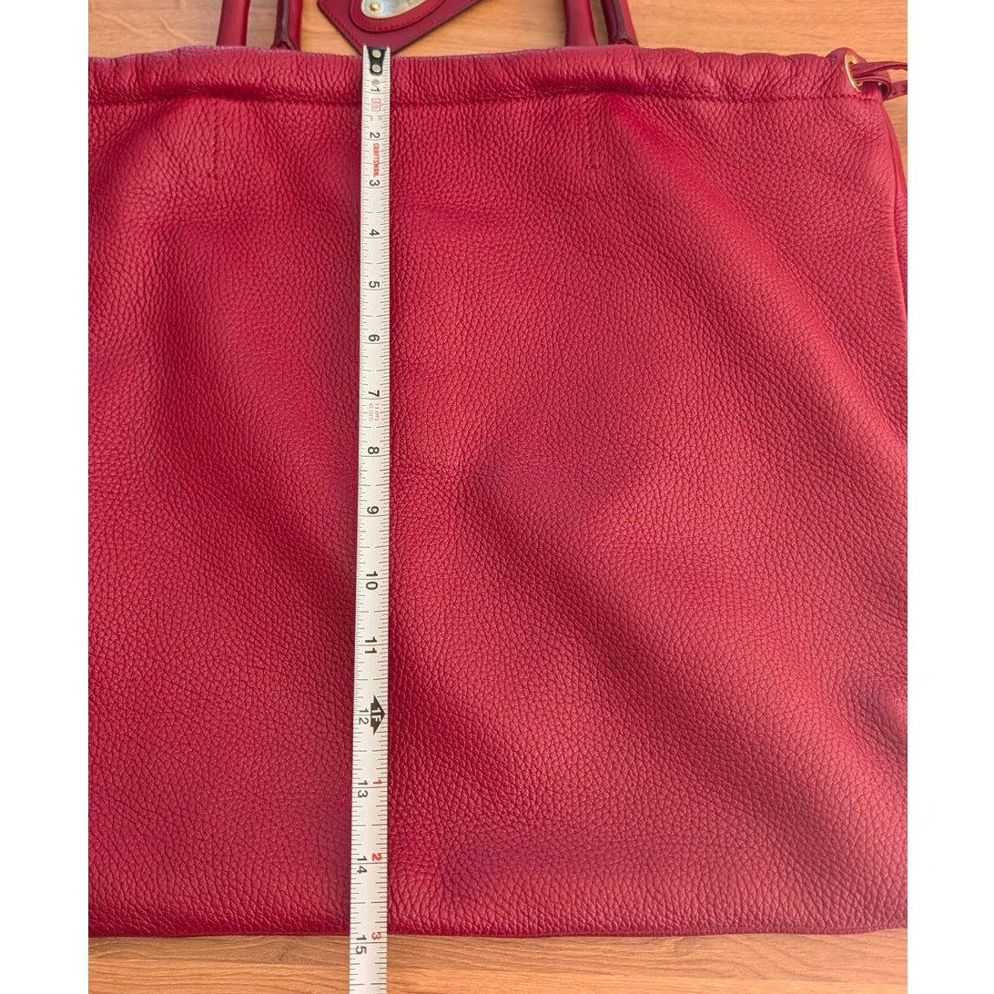 Etro Milano Red Leather Tote Bag Made in Italy Large Shopper Shoulder Bag