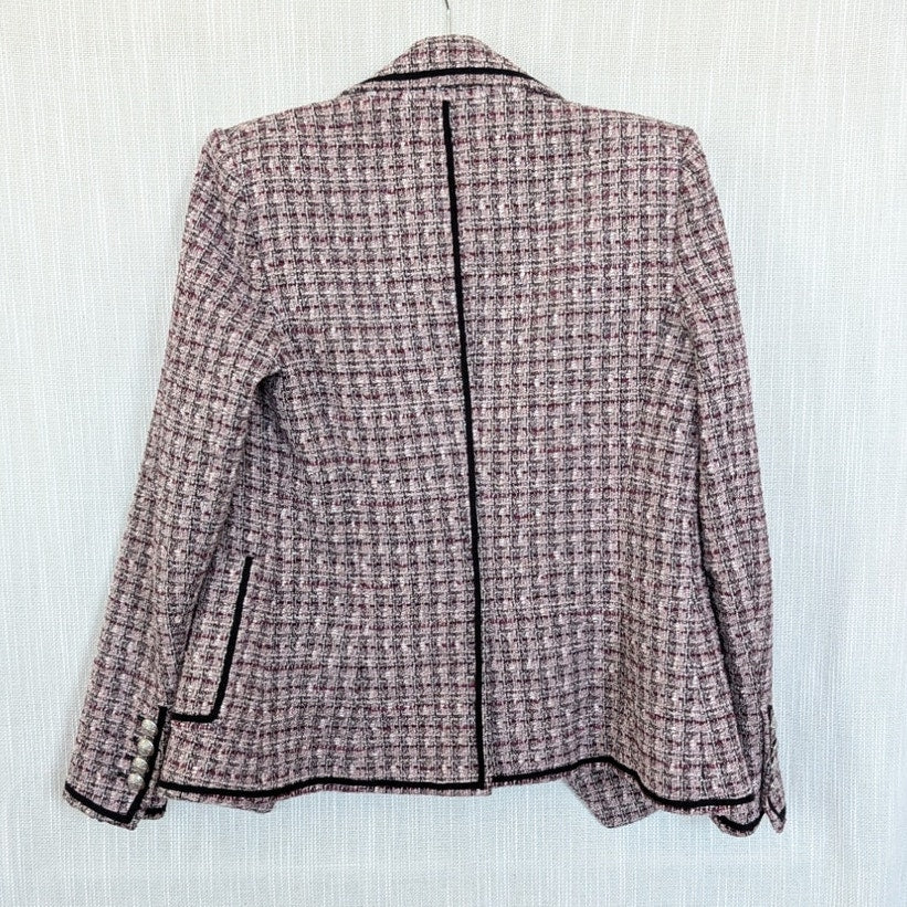 Veronica Beard Theron Tweed Double-breasted Blazer Jacket Womens 4 Pink Purple