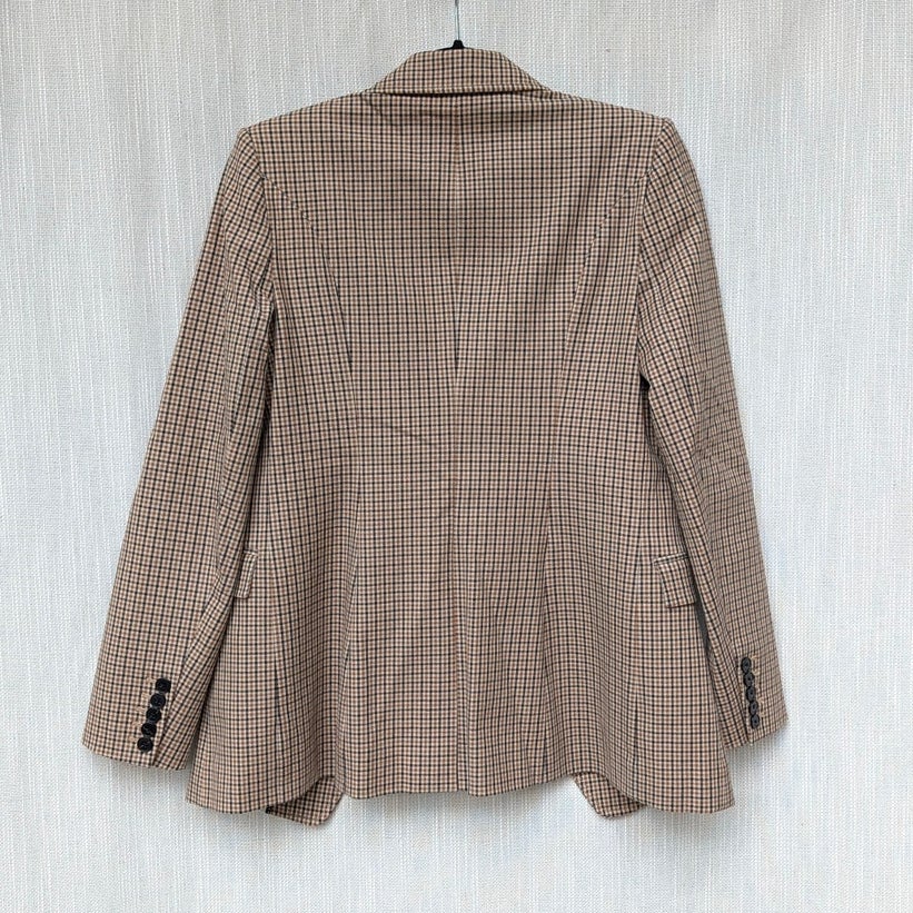 Banana Republic BR Plaid Blazer Womens 4 Brown Double-breasted Long Sleeve