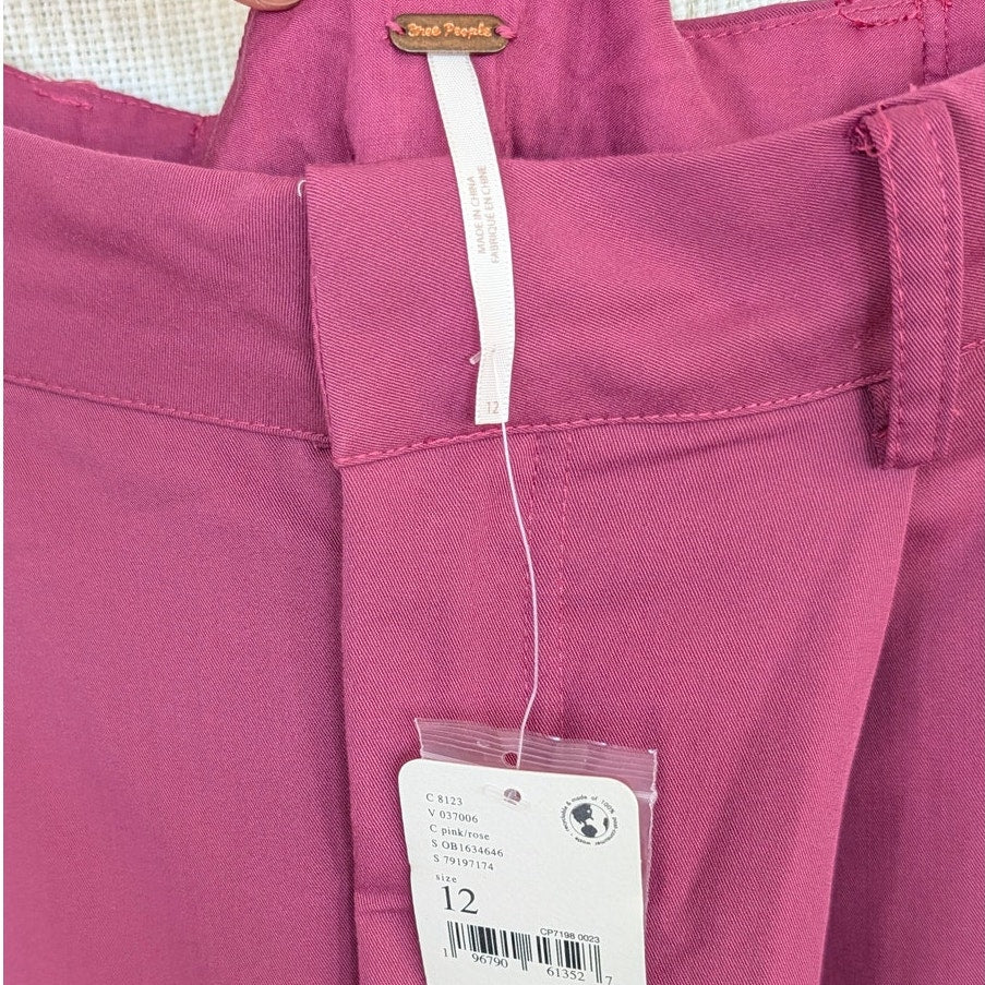 Free People Zoey Pants Womens 12 Pink Rose High-rise Tapered Ankle NWT