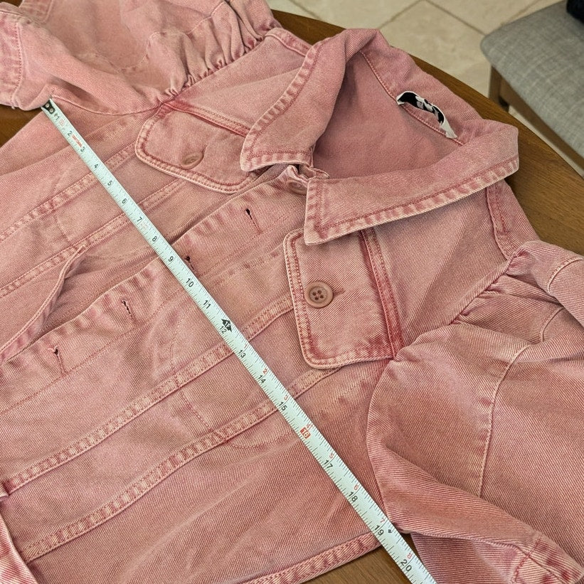 Sea NY Corbin Pink Short Sleeve Long Denim Jumpsuit, Size 10