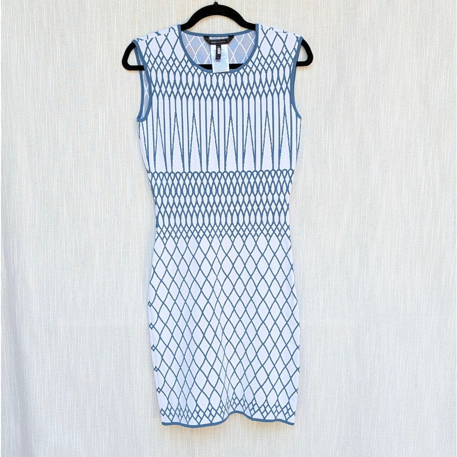 BCBGMAXAZRIA Elena Dress Womens XS Sleeveless Geometric Print Bodycon Mini