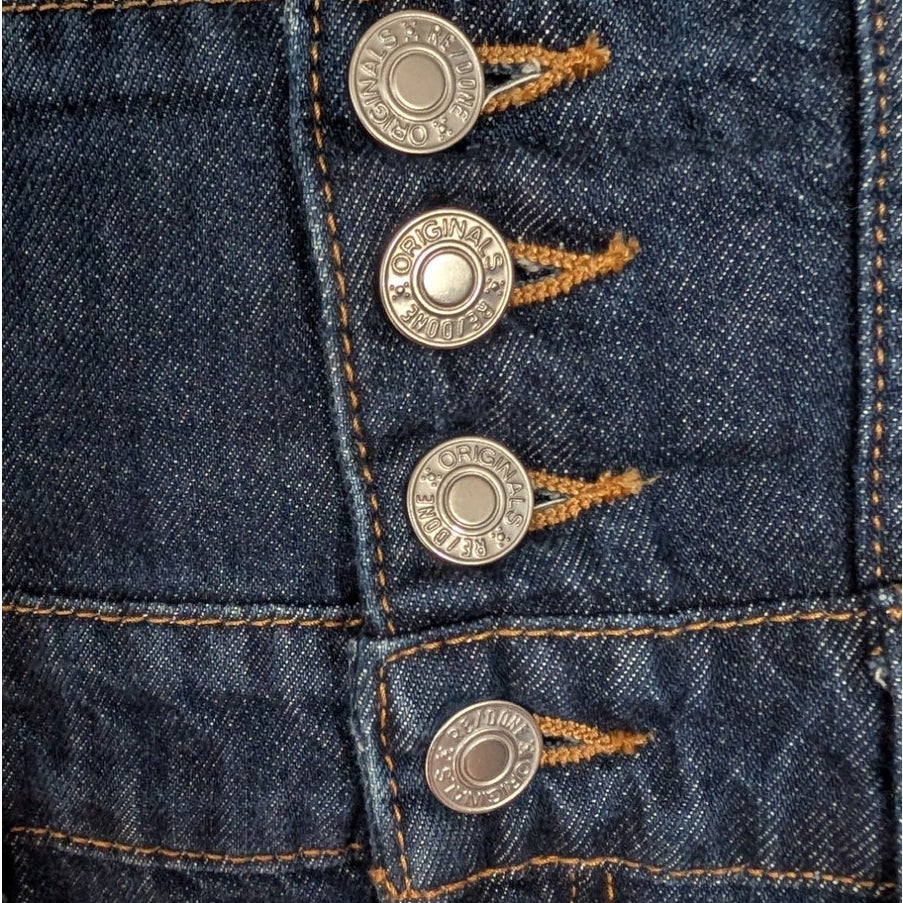 Re/done Denim Corset Mini Skirt Womens 27 Indigo Flow Cotton Button Front