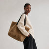 Allsaints Izzy Reversible Shearling Tote Shopper Bag Brown Leather Oversized