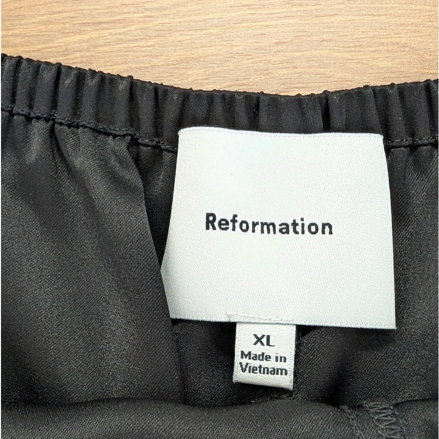 Reformation Fern Mini Shorts Womens 12 Black Satin Lace Detail Mid-rise